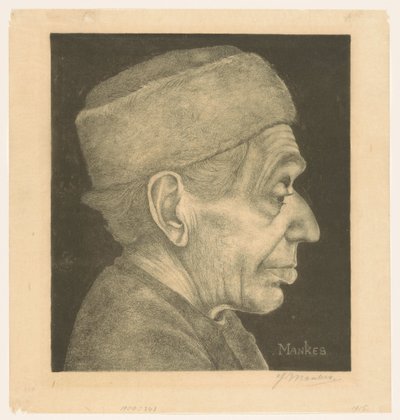 Portrett av Douwe med hatt av Jan Mankes (signed by artist)