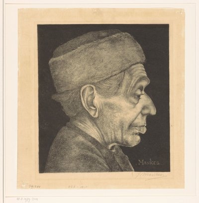 Portrett av Douwe med hatt av Jan Mankes (signed by artist)