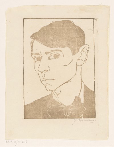 Selvportrett med sløyfe av Jan Mankes (signed by artist)