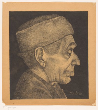 Portrett av Douwe med hatt av Jan Mankes