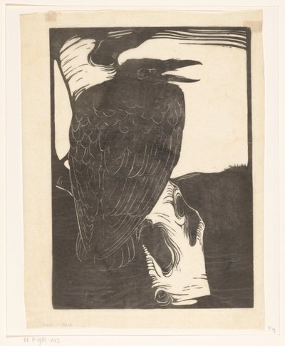 Ravn på bjørketre av Jan Mankes