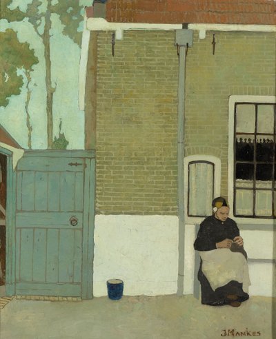 Kvinne foran huset hennes av Jan Mankes