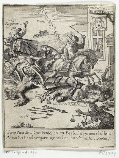Tegneserie som viser den påståtte fransksinnet i Amsterdam, 1690 av Jan Marlois