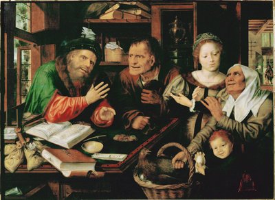 Skatteoppkreveren (maleri på eik) av Jan Massys