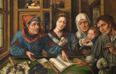 The Rent Receivers Office, 1514 (olje på lerret overført fra tre) av Jan Massys or Metsys