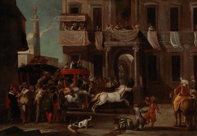 Berberhestenes løp i Roma . av Jan Miel