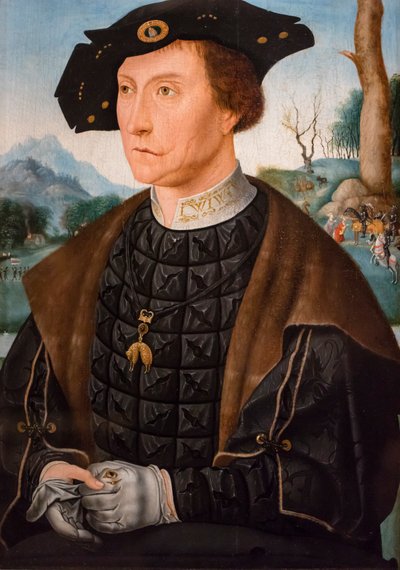Portrett av Jan van Wassenaer, viscount of Leiden, guvernør i Friesland av Jan Mostaert