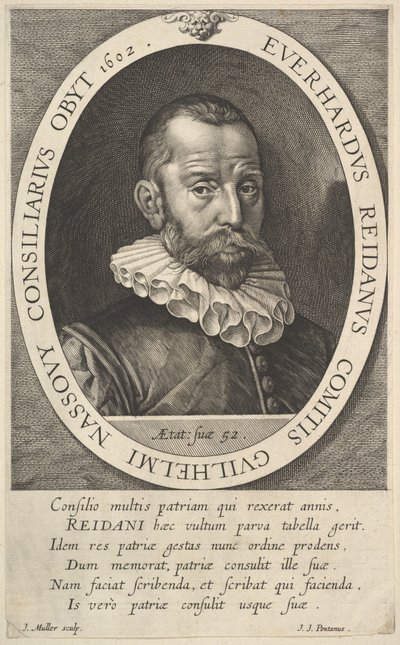 Portrett av Everhard van Reyd, rådmann for William, Prince of Orange, 1602. av Jan Muller