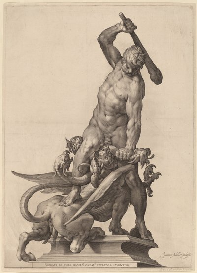 Hercules dreper Hydraen av Jan Muller after Adriaen de Vries