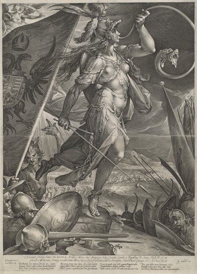Bellona leder de keiserlige hærene mot tyrkerne av Jan Muller after Bartholomaeus Spranger