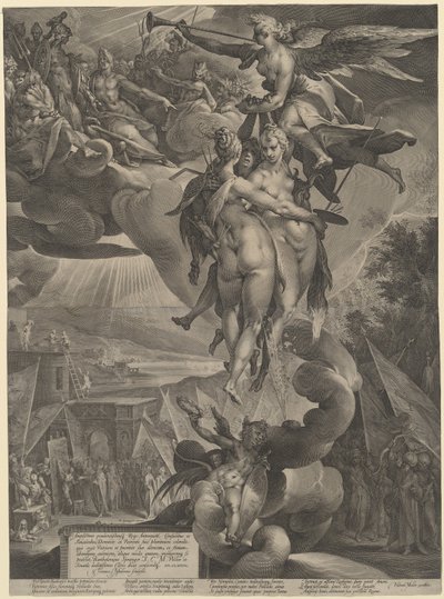 Kunstens apoteose av Jan Muller, after Bartholomaeus Spranger