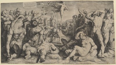 Formue som deler ut gavene hennes av Jan Muller, after Cornelis Cornelisz van Haarlem