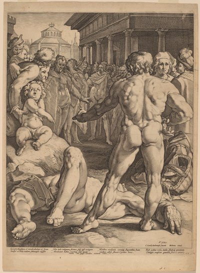 Kampen mellom Ulysses og Irus av Jan Muller, after Cornelis Cornelisz van Haarlem