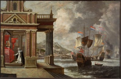 Slaget ved Lepanto: Saint Catherine of Ricci og ombordstigningen, 1671. av Jan Peeters the Elder