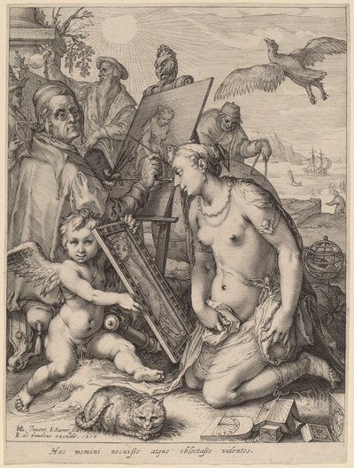 Artist Painting a Naken Woman: Allegory of Visual Perception av Jan Pietersz Saenredam after Hendrik Goltzius