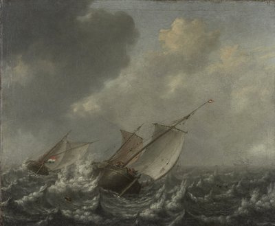 Fartøyer på et hakkete hav, 1620-tallet av Jan Porcellis