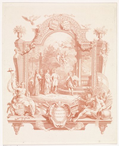 Allegorisk scene i anledning ekteskapet til Arnout van Citters og Sara Jacoba Ockerse Crescite heroum soboles (tittel på objekt) av Jan Punt