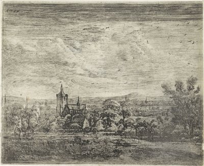 Utsikt over landsbyen med en kirke av Jan Ruyscher