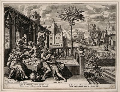 1. Mosebok Kapittel 6, vers 9, ca. 1600 (gravering på vevd papir) av Jan Sadler