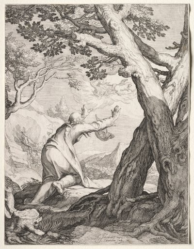 Elisja og Elias ildvogn, 1604. av Jan Saenredam