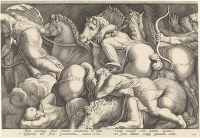Frise med straffen til Niobe (plate 2) av Jan Saenredam
