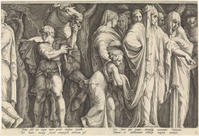 Frise med straffen til Niobe (plate 6) av Jan Saenredam