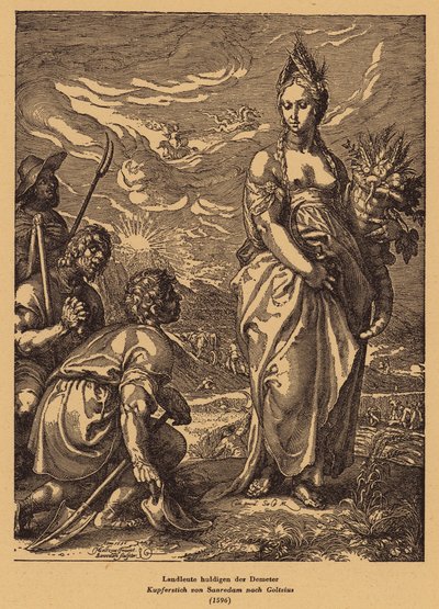 Venering av Demeter (Ceres) (gravering) av Jan Saenredam