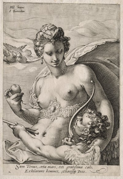 Venus og Amor, ca. 1595. av Jan Saenredam