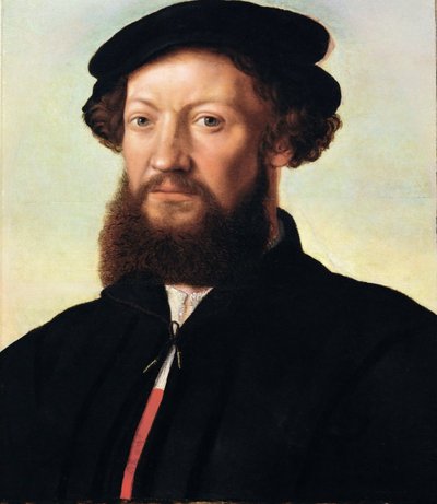 Portrett av en mann - Jan Sanders van Hemessen (ca. 1500-c. 1566). Olje på tre, ca 1555. Dimensjon : 47x39 cm. Kunsthistorisk museum, Vienne av Jan Sanders van Hemessen