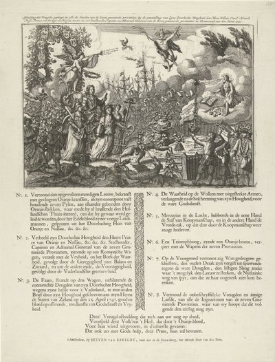 Allegori om utnevnelsen av William IV til republikkens stadholder, 1747 Bilde av Joy, begått i alle Steeden av de syv forente provinser, ved utnevnelsen av (...) Willem Carel Henrik Friso (...) som Stadtholder, Capitein og av Jan Smit (II)