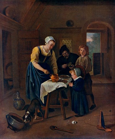 A Peasant Family at Meal-time Grace before Meat, c1665, 1912. av Jan Havickszoon Steen