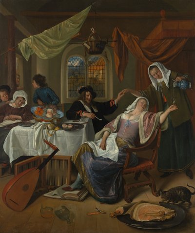 The Dissolute Household, ca. 1663-64. av Jan Havickszoon Steen