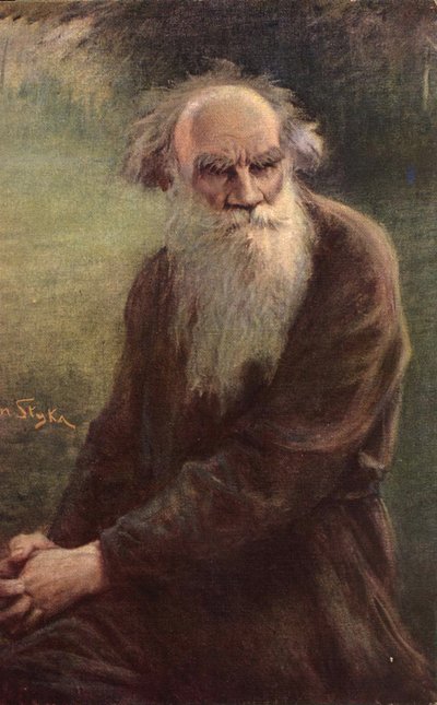 Portrett av forfatteren Leo N. Tolstoy 1828-1910, 1910 av Jan Styka