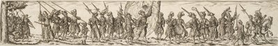 Soldattog, i midten en fanebærer av Jan Theodor de Bry