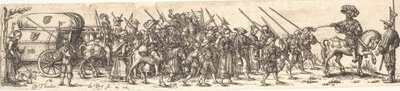 Soldatenes tro, foran en offiser på hesteryggen av Jan Theodor de Bry