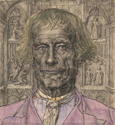 Portrett av en gammel bonde foran en katedral, 1904. av Jan Toorop