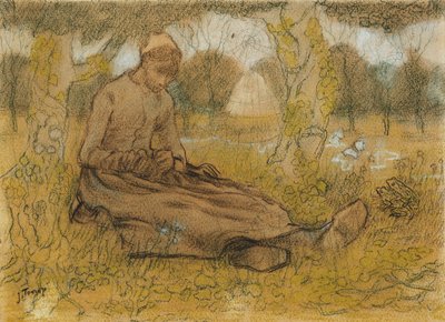 Ung jente om våren, ca. 1885-90 av Jan Toorop