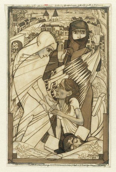 Relieff under flommen i 1926, symbolsk presentert av Jan Toorop