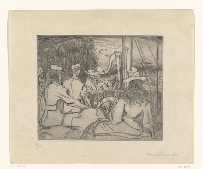 Musikere som spiller på dekket av et skip Musikere om bord (original tittel) av Jan Toorop