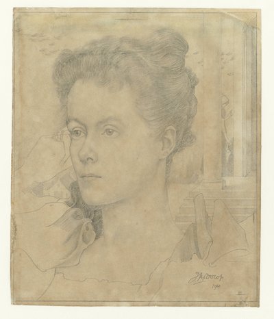 Portrett av Jan Toorops kone Annie Hall eller hennes søster Janet Hall av Jan Toorop