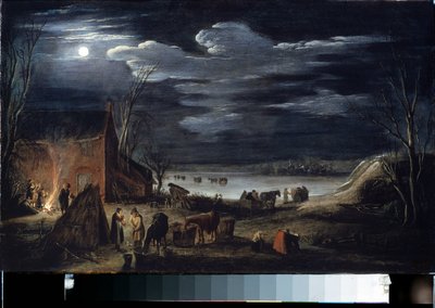 Vinter (Vinter). Maleri av Jan II van de Velde (1593-1641). Olje på tre, 30 x 44,5 cm. Flamsk kunst, barokkkunst. Eremitasjemuseet, St. Petersburg. av Jan Van de II Velde