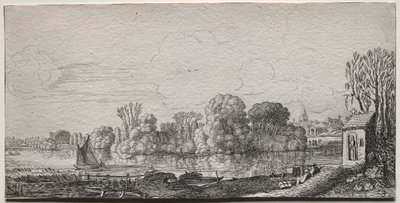 Et lite kapell ved en dam. av Jan Van de Velde