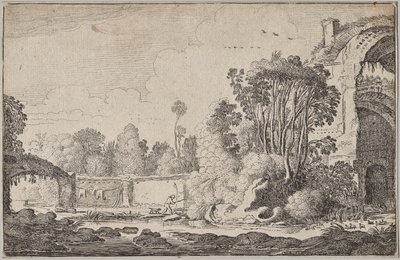 Landskap, del III: Romerske ruiner i skogkledde omgivelser av Jan Van de Velde