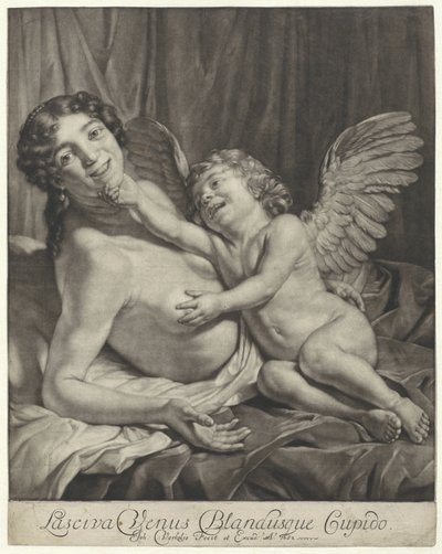 Venus en Amor Lustful Venus og Gentle Cupid (tittel på objekt) av Jan Verkolje (I)