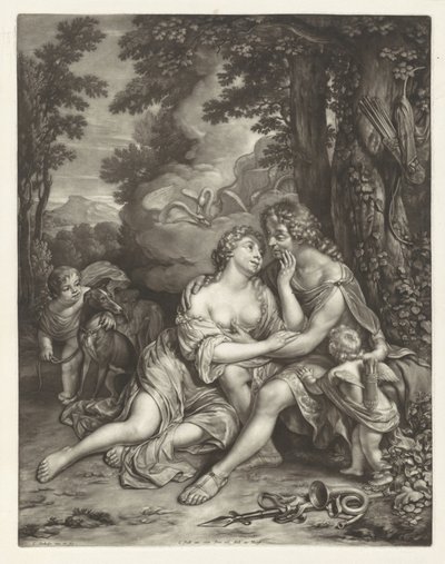 Venus stopper Adonis fra å jakte av Jan Verkolje (I)