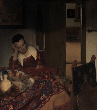 En hushjelp i søvn, ca. 1656-57. av Johannes Vermeer