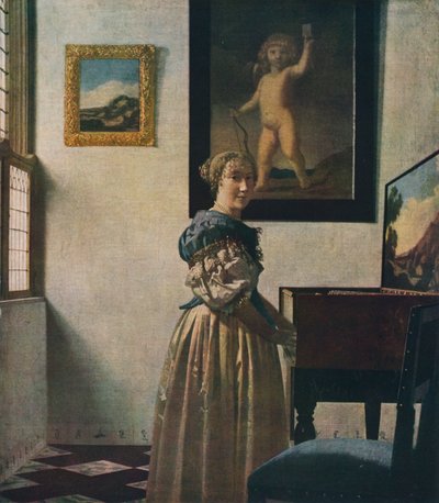 En ung kvinne som står ved en jomfru, ca 1670-1672 av Jan Vermeer van Delft