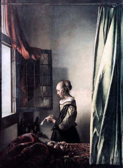 Jente som leser et brev i et åpent vindu, c1657 av Jan Vermeer van Delft
