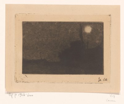 Vindmølle i Laren i måneskinn av Jan Veth (signed by artist)
