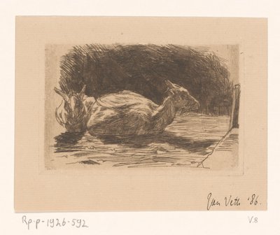 To geiter av Jan Veth (signed by artist)